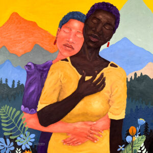 Love and Bond 3 - 21st Century, Contemporary, Figurative Portrait, Whites, Black, 2025