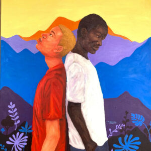 Love and Bond 4 - 21st Century, Contemporary, Figurative Portrait, Whites, Black, 2025