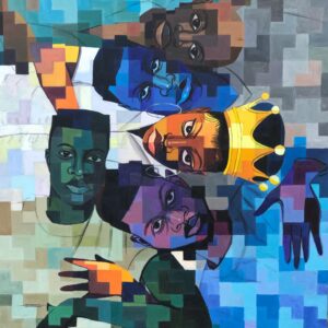 An Ode of False Bonds -21st Century, Contemporary, Figurative, Pixel, Modern Men, 2024