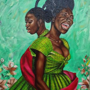 Essence of Life -21st Century, Contemporary, Figurative Portrait, Women, Green, 2024