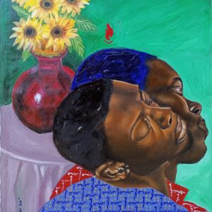 Portrait and Sunflower 2 - 21st Century, Contemporary, Figurative, Modern, Oil, 2024